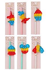 Various Mini Rainbow Dye Bubble Push Pop Toy Decor 12 Bundle Set Ball Point Gel Ink Pen