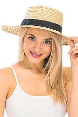 Classic Black Grosgrain Band Boater Beach Hat