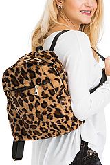 Leopard Print Fluffy Faux Fur Backpack