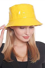 Chic Retro Plain Patent PU Leather Bucket Hat