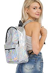 Large Retro Holographic Metallic Gloss Backpack