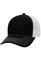 Black Front Six Panel Curved Bill Trucker Hat
