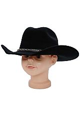 Kids Stitched Black Belt Decor Cutter Crown Faux Suede Vaquero Western Original Crafted Cowboy Hat