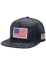 American Flag Embroidered Itty Bitty Star Camouflage Patterned Nylon Fabric Six Panel Snap Back