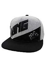 KING Slanted Logo Crown Embroidered Two Tone Six Panel Cotton Snap Back