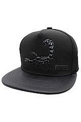 Scorpion Foil Embossed PU Leather Bill Six Panel Polyester Snap Back