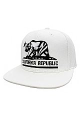 California Republic Grizzly Bear Embroidered Six Panel Synthetic Leather Snap Back