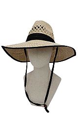 3-Ply Black Band Decor Natural Straw Outdoor Lifeguard Hat
