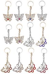 Various Butterfly Bling Rhinestone Metal Key Chain