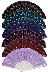 Floral Blossom Sequins Oriental Hand Held Fan