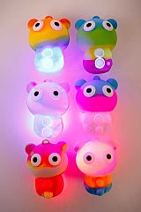 Eye Popping Teddy Bear Tie Dye Squishy Stress Ball LED Lit-Up Bubble Push Pop Silicone Sensory Fidge