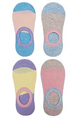 Color Blocked Grain Fabric No-Show Anti-Slip Low Cut Footie Socks