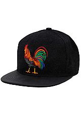 Rooster El Gallo Cockfighting Embroidered PU Leather Bill Heather Colored Cotton Polyester Blend Six