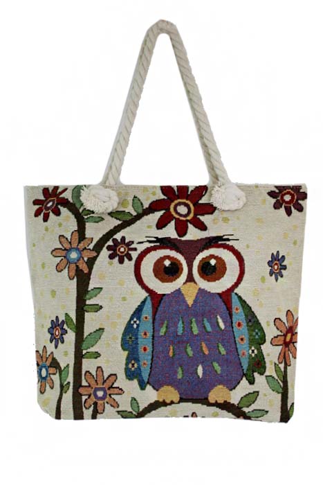 Traditional Tapestry Owl Tote Bag