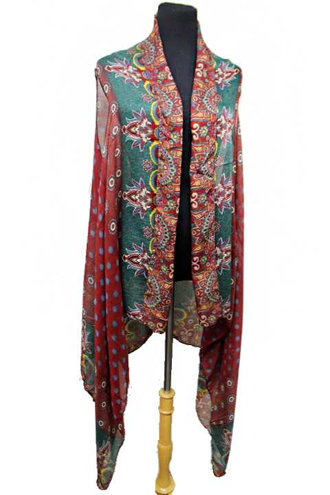 Mandala Pattern Kimono Vest Cover Up