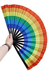 Large Rainbow Pride Novelty Hand Held Folding Fan