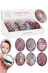 Mandala Mosaic Tile Oval Cosmetic Makeup Mirror