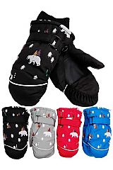 Little Kids Polar Bear Padded Snow Ski Mittens