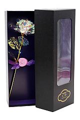 Holographic LED Light-Up Gold Galaxy Rose Gift Box