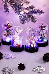 Mini Christmas Tree Snowflake Dome LED Light Stand