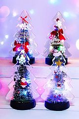 Snowy Christmas Tree Glass LED Light Stand