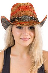 Speckled American Flag Hard Shell Straw Cowboy Hat