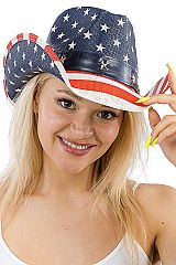 American Flag Structured Straw Western Cowboy Hat