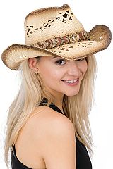 Star Braided Belt Crochet Woven Straw Cowboy Hat