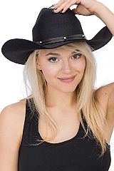 Spike Studs Belt Cutter Faux Suede Cowboy Hat
