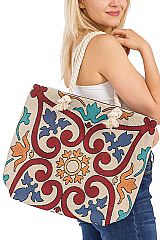 Filigree Floral Mandala Woven Tapestry Tote Bag