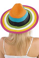 Multicolor Stripe Standard Brim Straw Rancher Hat