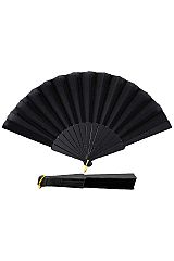 Sleek Mono Black On Black Hand-Held Folding Fan