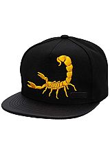 Scorpion Embroidered PU Leather Bill Six Panel Polyester Snap Back