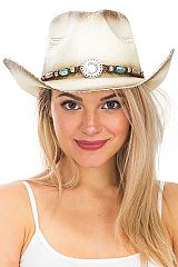 AB Gemstone Concho Ombre Straw Cowboy Hat