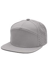 7 Panel Flat Bill Perforated Poly Fabric Snapback