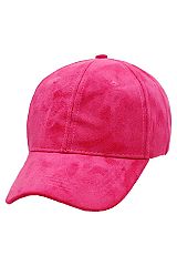 Faux Suede Velcro Back High Profile Baseball Cap