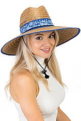 Paisley Bandana Print Straw Lifeguard Hat