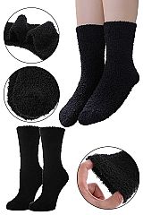 Women's Black Fuzzy Lounge Quarter Socks