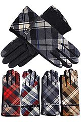 Madras Plaid Faux Wool Touchscreen Winter Gloves