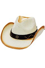 Baroque Cross Belt Ombre Burnt Straw Cowboy Hat