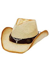 Longhorn Belt Vintage Ombre Burnt Straw Cowboy Hat