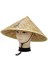 Adults Bamboo Straw Oriental Tipsy Coolie Conical Hat