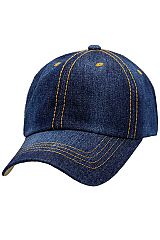 Denim Stitched Twill Cotton Six Panel Baseball Cap