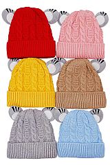 Toddlers Mouse Ear Braided Chevron Knitted Beanie