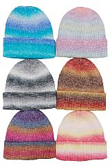 Colorful Ombre Gradient Fleece Line Knitted Beanie