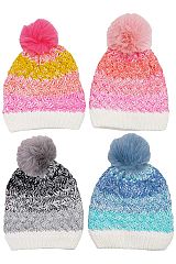 Kids Ombre Gradient Basket Weave Knitted Beanie