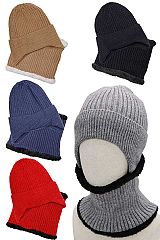 2 Piece Cuffed Ear Cover Beanie and Infinity Scarf