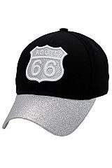 Route 66 Metallic Glitter Shimmer Baseball Cap